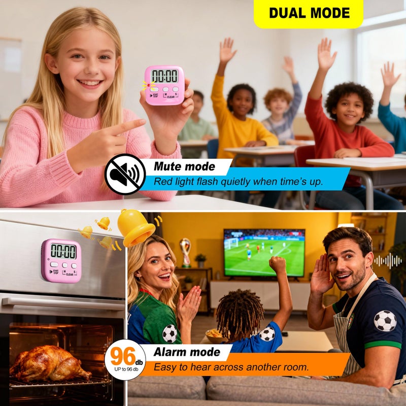 Antonki 2 Pack Digital Timer for Kids, Magnetic Countdown Kitchen Timers for Cooking, Egg, Classroom, Teacher, Exercise, Study, Oven - Battery Included - Image 5